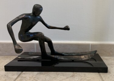 Sculpture titled "Skier" by Kristof Toth, Original Artwork, Bronze