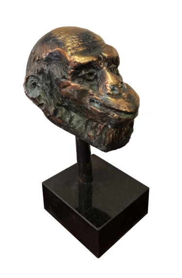 Skulptur mit dem Titel "Monkey head" von Kristof Toth, Original-Kunstwerk, Bronze
