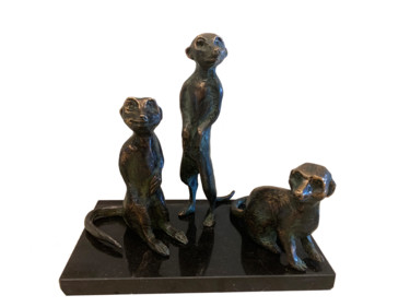 Sculpture intitulée "Meerkats" par Kristof Toth, Œuvre d'art originale, Bronze