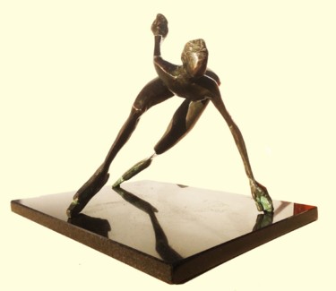 Sculpture intitulée "Speed scater" par Kristof Toth, Œuvre d'art originale, Bronze