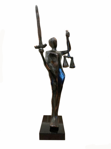 Скульптура под названием "Justitia" - Kristof Toth, Подлинное произведение искусства, Бронза