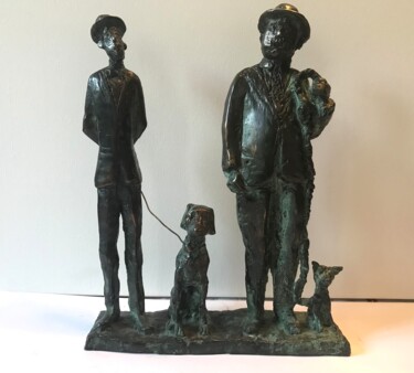 Sculpture titled "Stan & Pan" by Kristof Toth, Original Artwork, Bronze