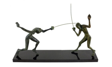 Скульптура под названием "Fencing duel" - Kristof Toth, Подлинное произведение искусства, Бронза