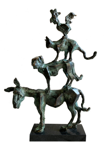 Sculpture titled "The Bremen Town Mus…" by Kristof Toth, Original Artwork, Bronze