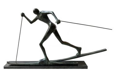 Sculpture titled "Cross-country skier" by Kristof Toth, Original Artwork, Bronze