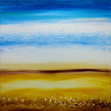 Painting titled "Summer" by Monika Toth, Original Artwork, Oil Mounted on Wood Stretcher frame