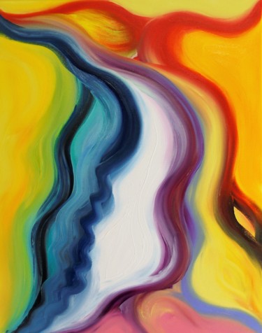 Painting titled "WIND" by Monika Toth, Original Artwork, Oil Mounted on Wood Stretcher frame