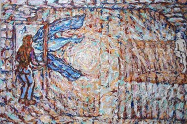 Pintura titulada "encuentro tras la v…" por Totom, Antonio Garcia Calvente (1957-2015), Obra de arte original, Oleo