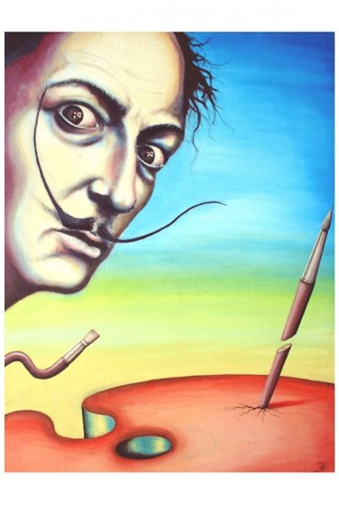 Painting titled "Salvador Dali & Gala" by Toufik Hadibi, Original Artwork, Oil