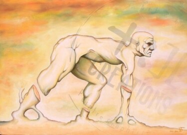 Ζωγραφική με τίτλο "Action d’urgence" από Toufik Hadibi, Αυθεντικά έργα τέχνης, Λάδι Τοποθετήθηκε στο Ξύλινο φορείο σκελετό