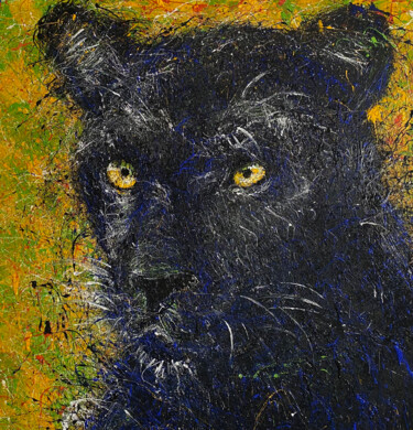 Panthère noir Peinture intitulée "Panthère noir" par Salah Touil, Œuvre d'art originale, Acrylique