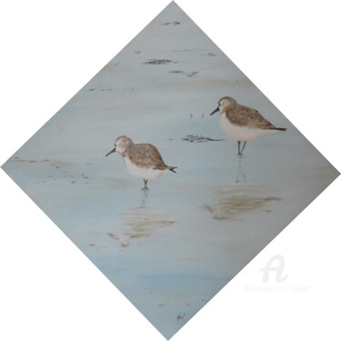 Painting titled "oiseaux de mer" by Serge Toulgoat, Original Artwork, Acrylic Mounted on Wood Stretcher frame
