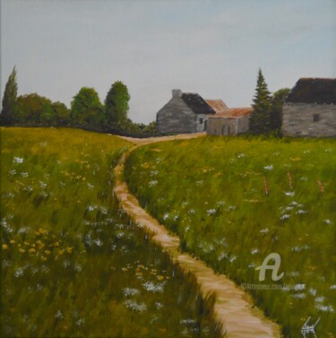 Painting titled "paysage" by Serge Toulgoat, Original Artwork, Acrylic
