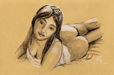 Drawing titled "Anaïs" by Serge Toulgoat, Original Artwork