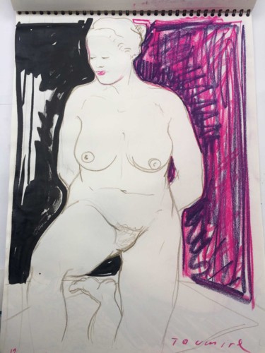 Dessin intitulée "Croquis de nu Colet…" par Toumire, Œuvre d'art originale, Encre