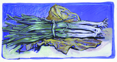 Peinture intitulée "Poireaux" par Toumire, Œuvre d'art originale, Acrylique Monté sur Châssis en bois