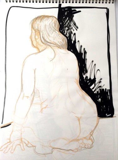 Dibujo titulada "Nu croquis Henriette" por Toumire, Obra de arte original, Tinta