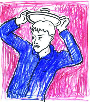Disegno intitolato "Come à la casserole" da Toumire, Opera d'arte originale, Gesso