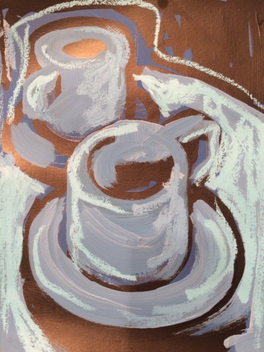 Картина под названием "Deux tasses à café" - Toumire, Подлинное произведение искусства, Акрил