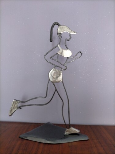 Sculpture titled "Joggeuse" by Alain Tourette, Original Artwork, Metals