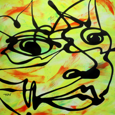 Painting titled "Hello!" by Tov, Original Artwork, Acrylic Mounted on Wood Stretcher frame