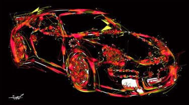 Digitale Kunst mit dem Titel "Porsche Galactique" von Tov, Original-Kunstwerk, Digitale Malerei