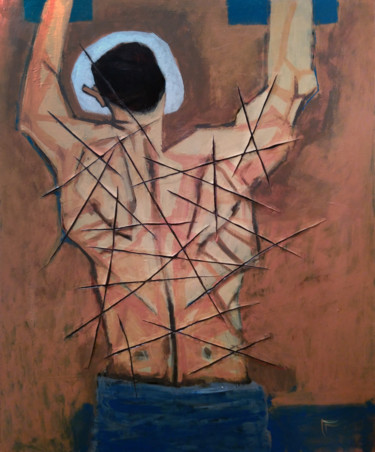 Schilderij getiteld "Flagellation" door Tino Perdic, Origineel Kunstwerk, Acryl