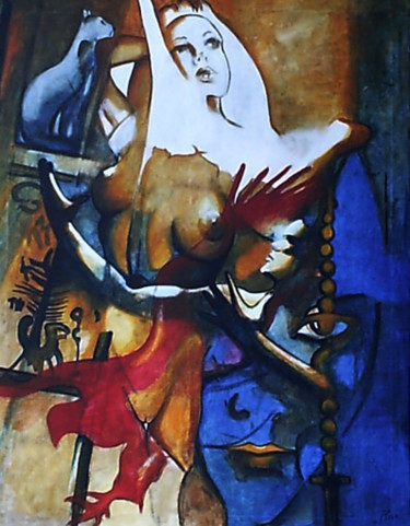 Peinture intitulée "Goddess" par Cesar Aguilar (Raçe), Œuvre d'art originale, Huile