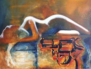 Schilderij getiteld "Guns nude" door Cesar Aguilar (Raçe), Origineel Kunstwerk, Acryl