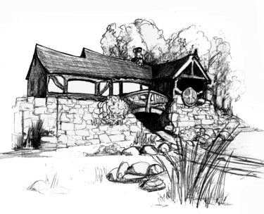 Dibujo titulada "-la-casa-del-branwen" por Cesar Aguilar (Raçe), Obra de arte original