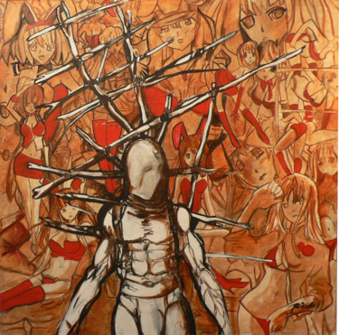 Pintura titulada "le monde et l'homme" por Cesar Aguilar (Raçe), Obra de arte original, Oleo