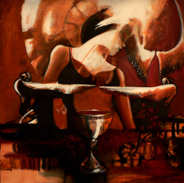 Painting titled "the sacred dance" by Cesar Aguilar (Raçe), Original Artwork, Acrylic