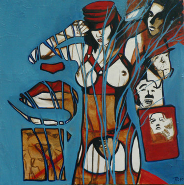Картина под названием "The blue King" - Cesar Aguilar (Raçe), Подлинное произведение искусства, Акрил