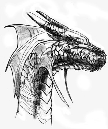 Zeichnungen mit dem Titel "Dream´s Dragon" von Cesar Aguilar (Raçe), Original-Kunstwerk, Bleistift
