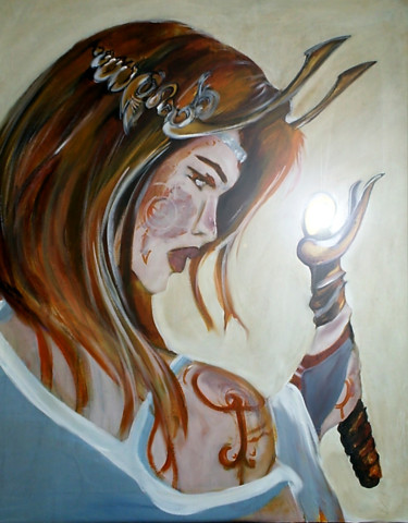 Malerei mit dem Titel "Queen of Ker Is" von Cesar Aguilar (Raçe), Original-Kunstwerk, Acryl