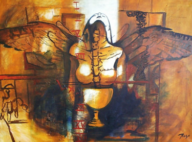 Painting titled "Calyx" by Cesar Aguilar (Raçe), Original Artwork, Oil