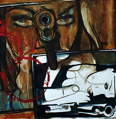 Malerei mit dem Titel "guns" von Cesar Aguilar (Raçe), Original-Kunstwerk, Airbrush