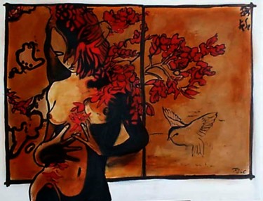 Malarstwo zatytułowany „Ocells” autorstwa Cesar Aguilar (Raçe), Oryginalna praca, Akryl
