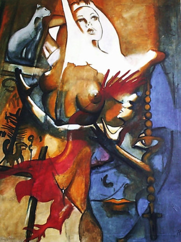 Malerei mit dem Titel "Isis" von Cesar Aguilar (Raçe), Original-Kunstwerk, Acryl