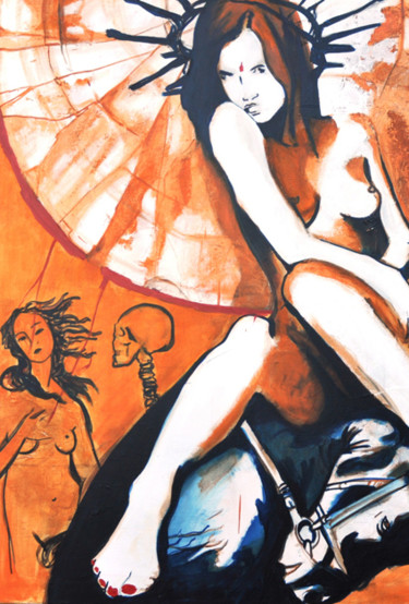 Malerei mit dem Titel "wuna" von Cesar Aguilar (Raçe), Original-Kunstwerk, Acryl