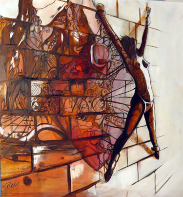 Malerei mit dem Titel "The wall" von Cesar Aguilar (Raçe), Original-Kunstwerk, Acryl