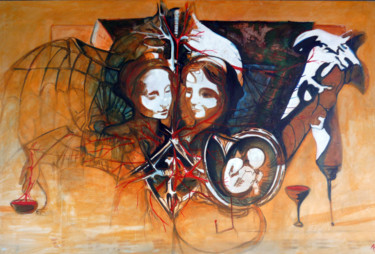 Malerei mit dem Titel "Hierofant" von Cesar Aguilar (Raçe), Original-Kunstwerk, Acryl