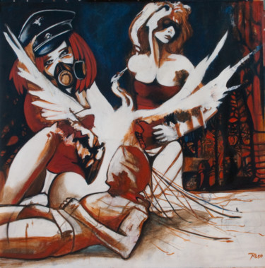 Peinture intitulée "Lovers in Manhein" par Cesar Aguilar (Raçe), Œuvre d'art originale, Acrylique