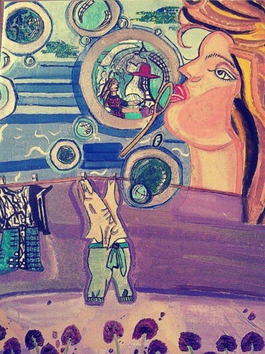 Painting titled "Bubble Girl.jpeg" by Tracie Lauren, Original Artwork, Acrylic