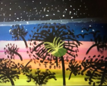 Painting titled "Rainbow Dandelions.…" by Tracie Lauren, Original Artwork, Acrylic