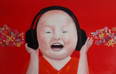 Painting titled "Happy song" by Tracy Woe, Original Artwork, Oil