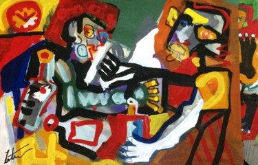 Peinture intitulée "Drunkards" par Trajche Chatmov (Chatma), Œuvre d'art originale, Acrylique