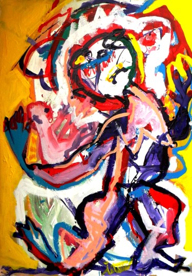 Peinture intitulée "Тhe mother's dance" par Trajche Chatmov (Chatma), Œuvre d'art originale, Acrylique Monté sur Panneau de…