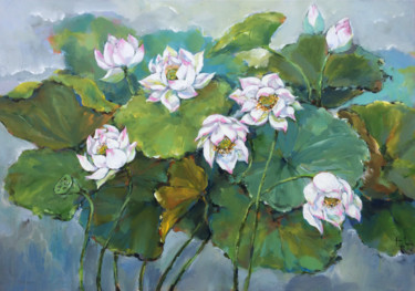 Painting titled "Flowers of Peaceful…" by Anh Huy Tran, Original Artwork, Acrylic