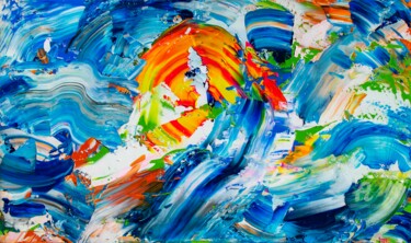 Картина под названием "Sea and Sun" - Tran Tuan, Подлинное произведение искусства, Акрил Установлен на Деревянная рама для н…